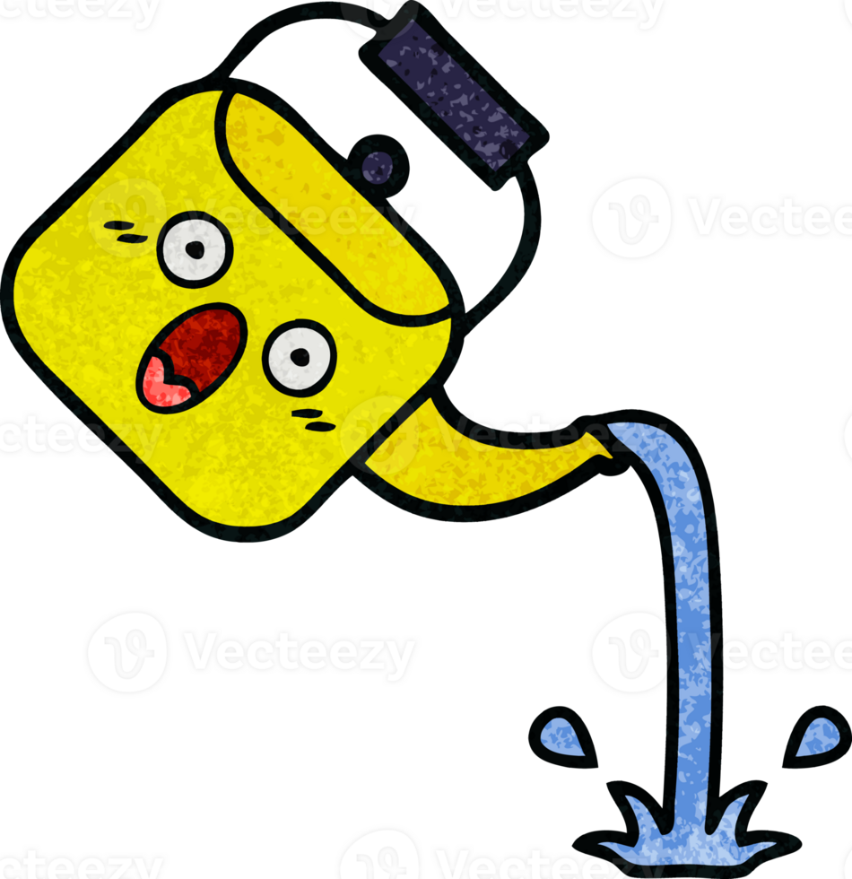 retro grunge texture cartoon of a pouring kettle png