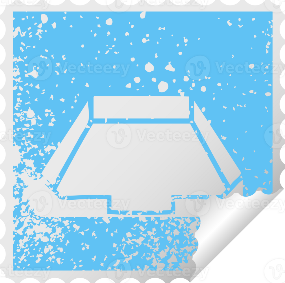 distressed square peeling sticker symbol of a in box png