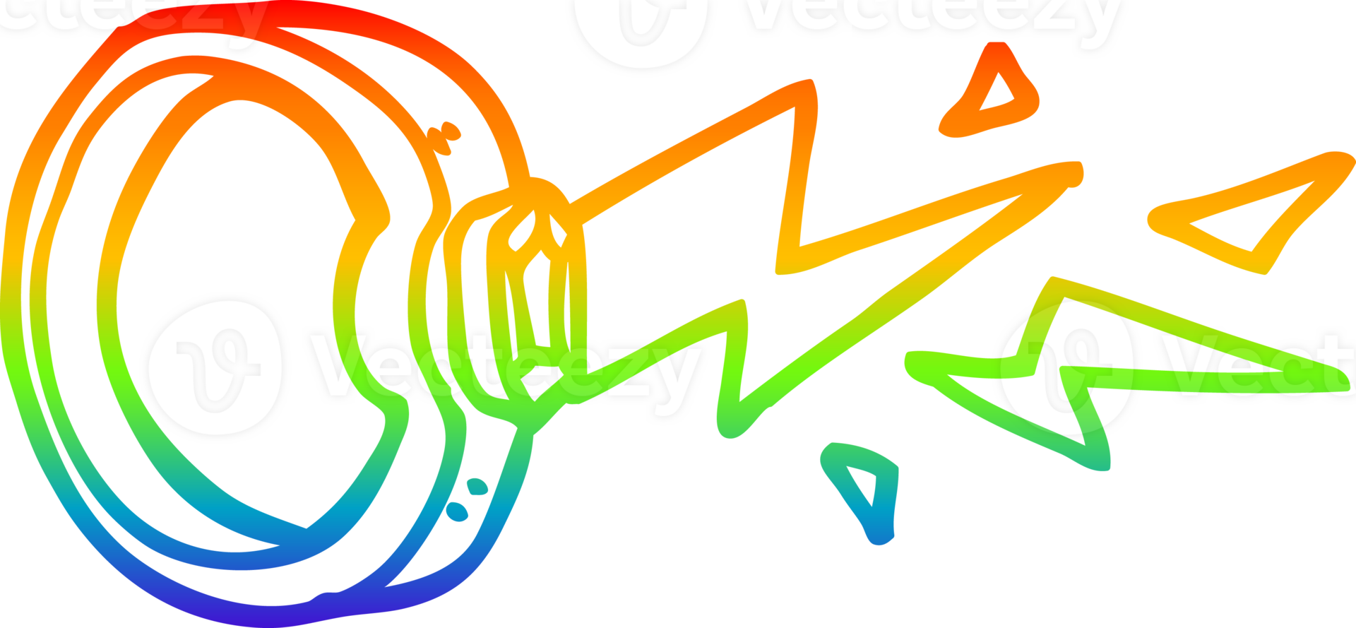 rainbow gradient line drawing of a cartoon magic ring png