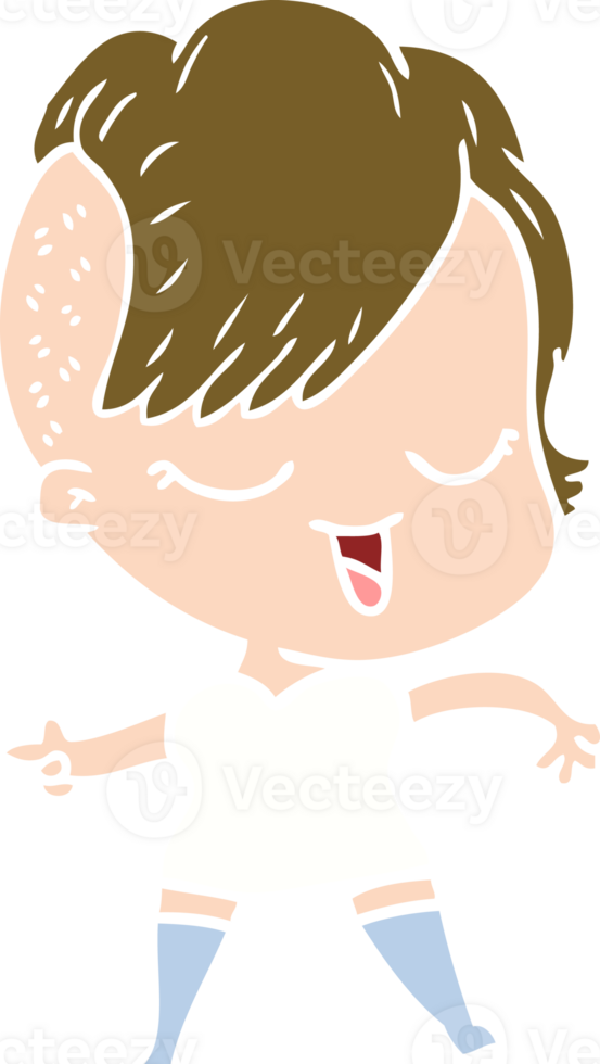happy flat color style cartoon girl png