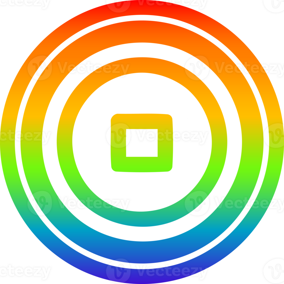 stop button circular icon with rainbow gradient finish png