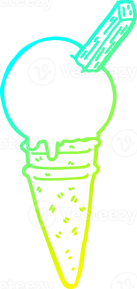 cold gradient line drawing of a cartoon ice cream png