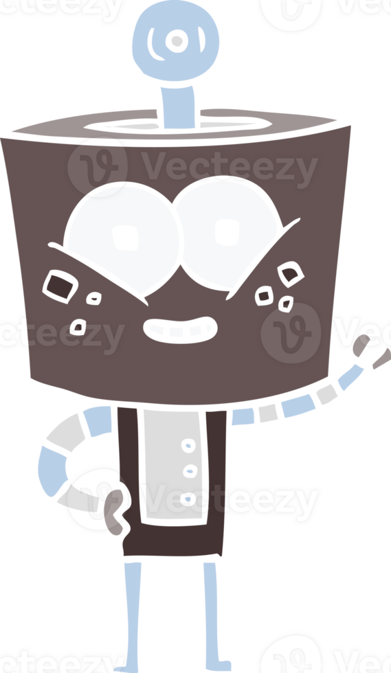 happy flat color style cartoon robot png