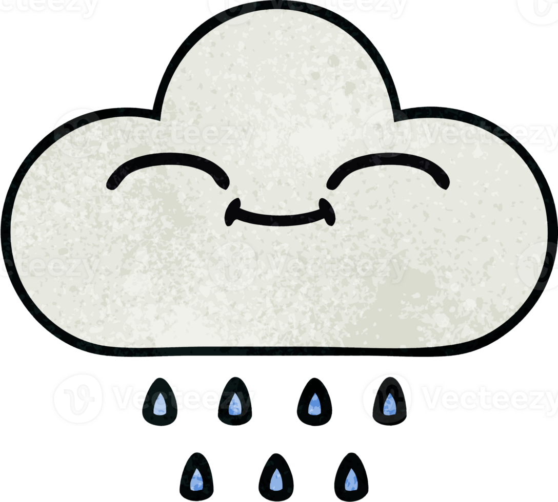 retro grunge texture cartoon of a rain cloud png