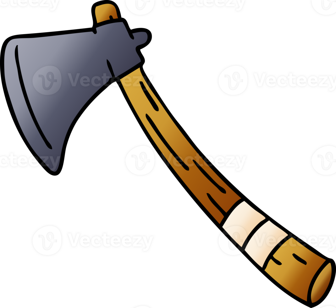 hand drawn gradient cartoon doodle of a garden axe png