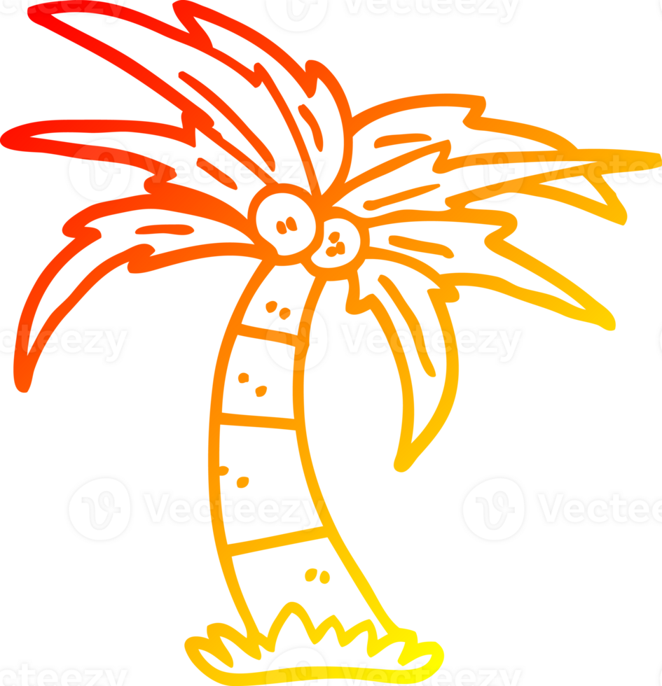 warm gradient line drawing of a cartoon palm tree png