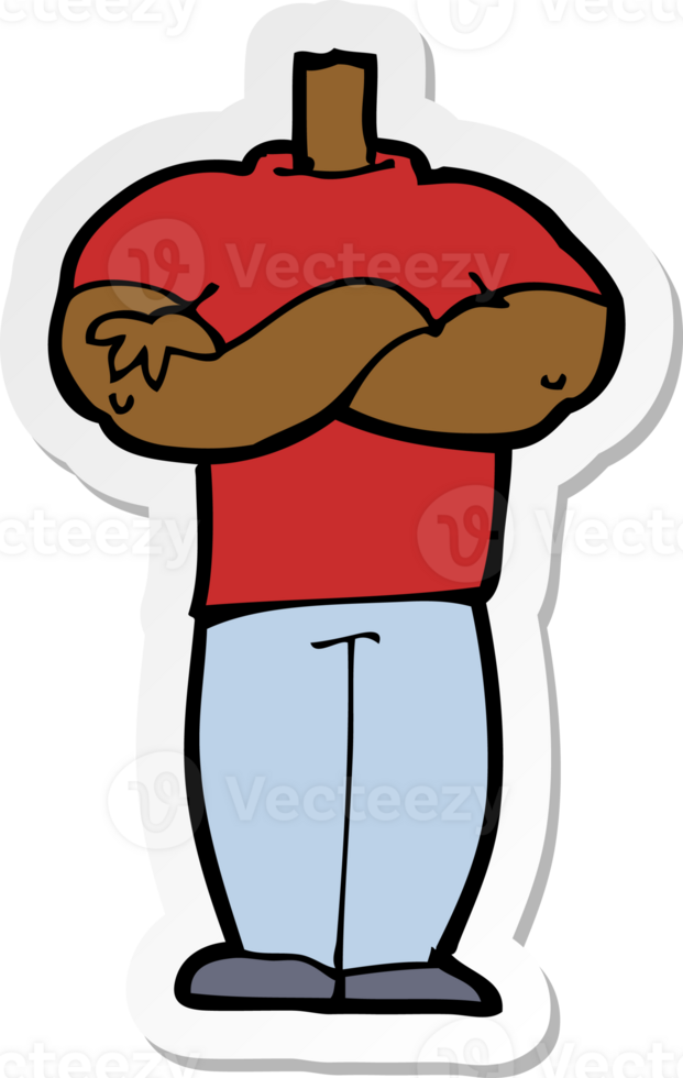 sticker van een cartoonlichaam met gevouwen armen png