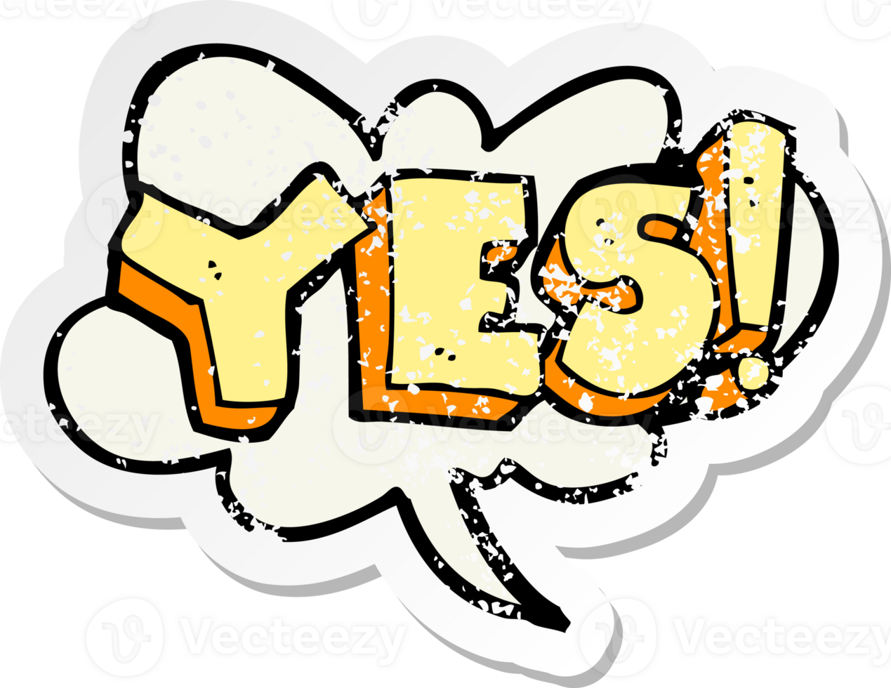 retro distressed sticker of a cartoon yes design element png