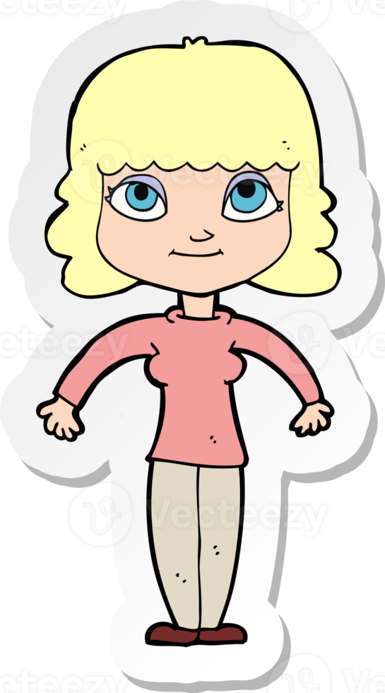 sticker of a cartoon woman shrugging shoulders png
