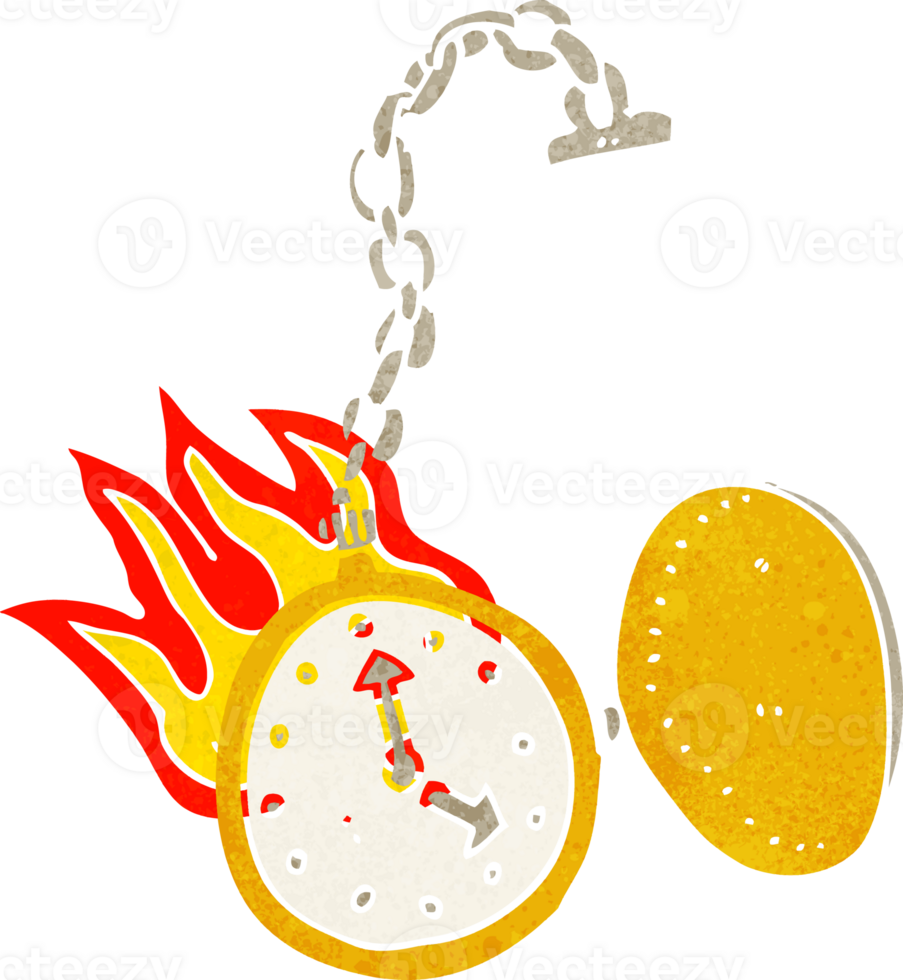 cartoon flaming watch png
