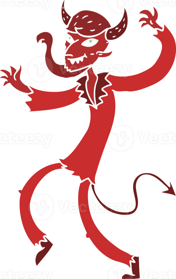 flat color style cartoon dancing devil png