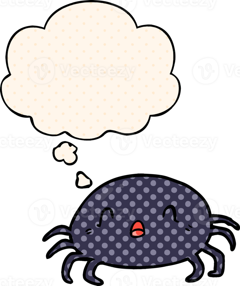 cartoon spider with thought bubble in comic book style png