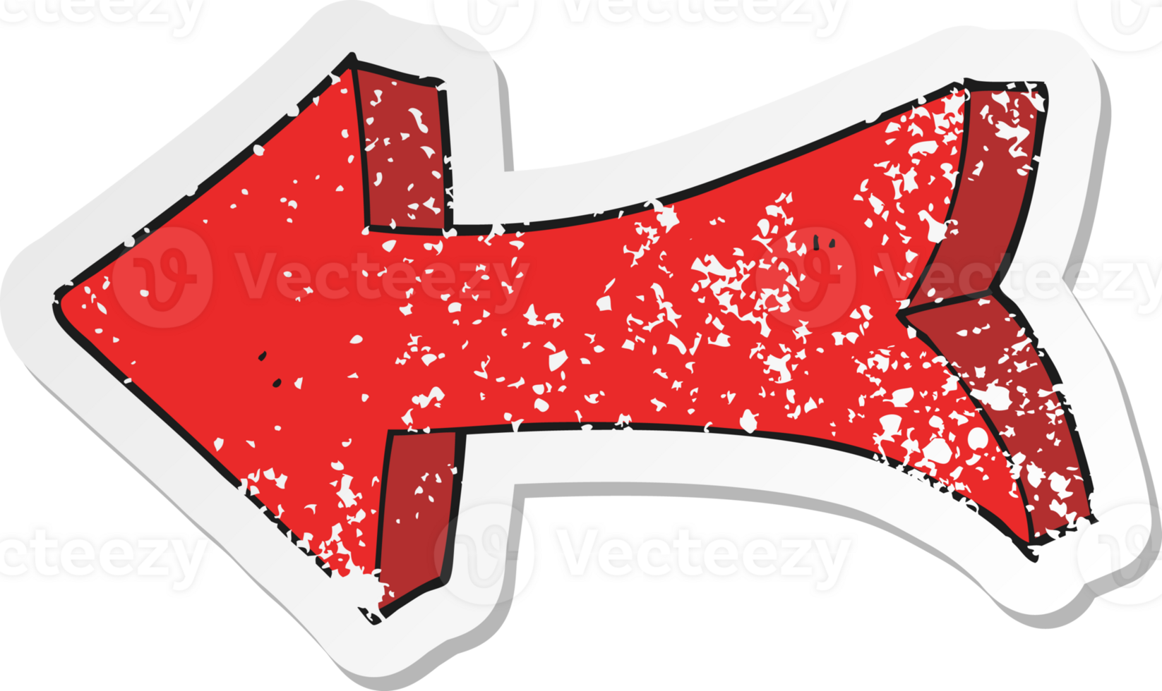 retro distressed sticker of a cartoon pointing arrow png