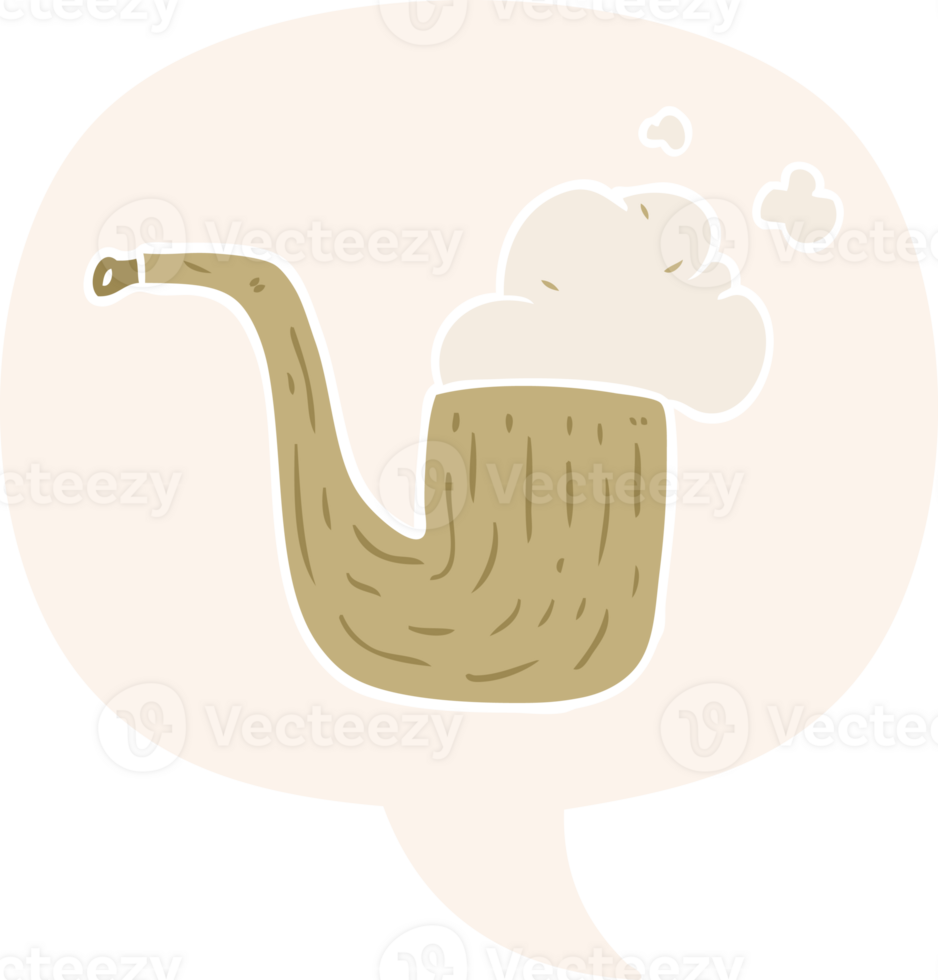 cartoon old smoking pipe with speech bubble in retro style png