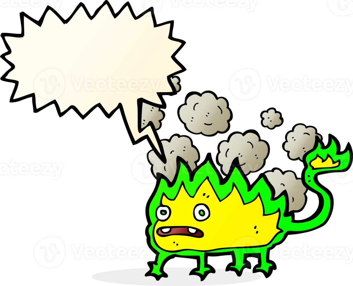 cartoon little fire demon with speech bubble png