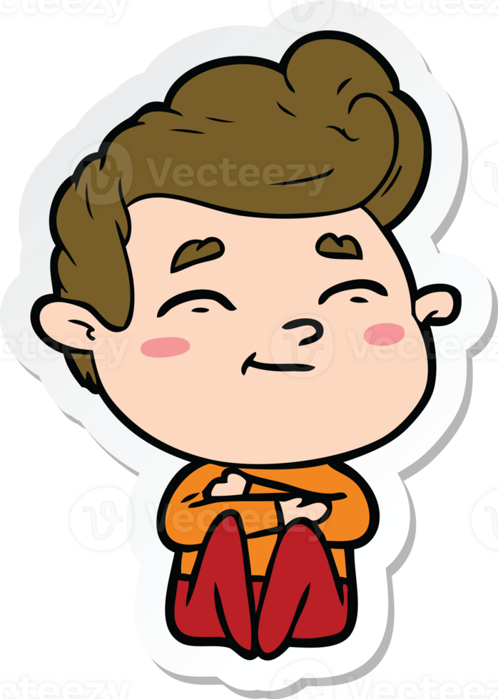 sticker of a happy cartoon man png