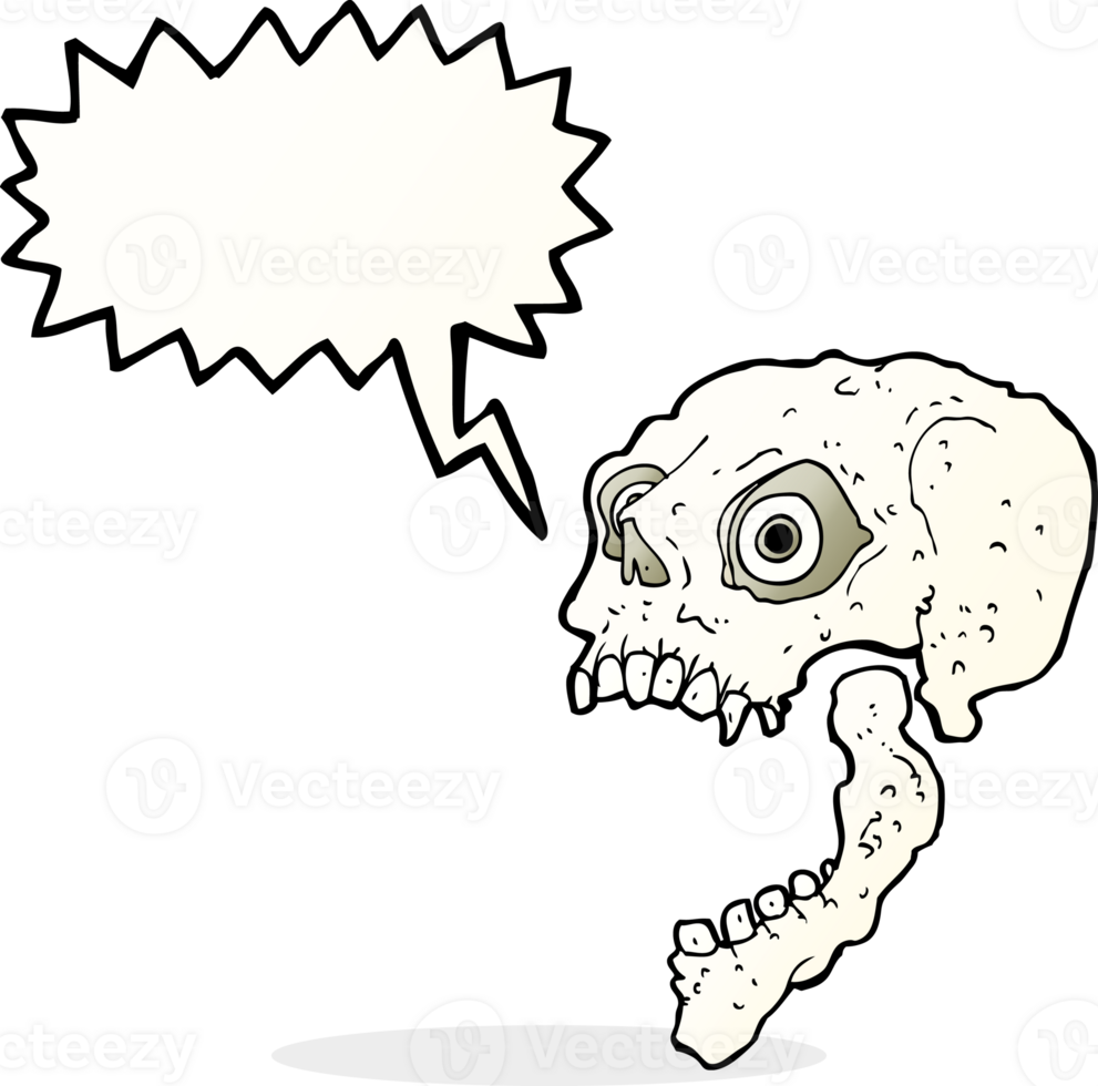 cartoon scary skull with speech bubble png
