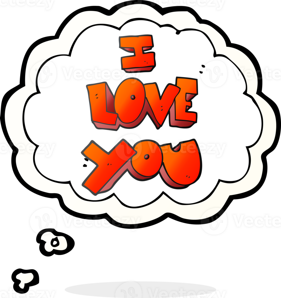 I love you  hand drawn thought bubble cartoon symbol png