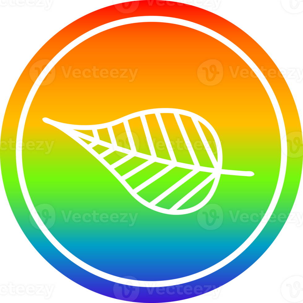 natural leaf circular icon with rainbow gradient finish png