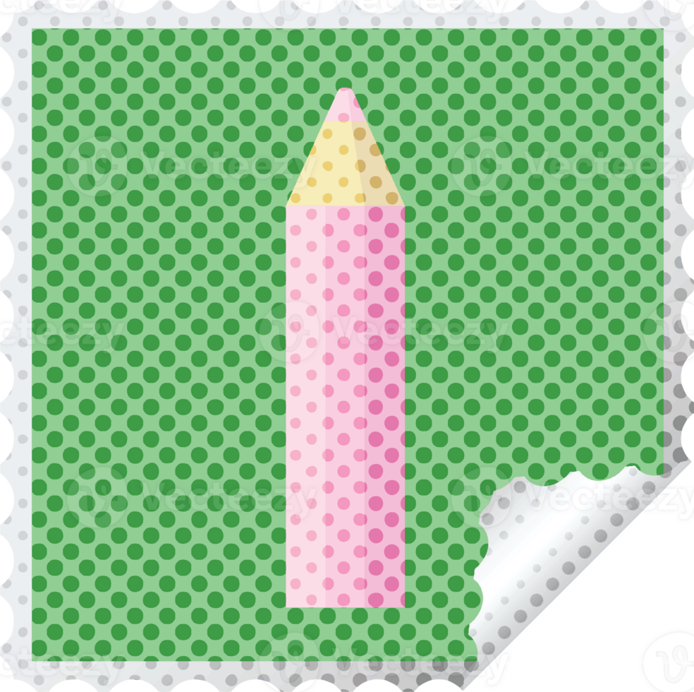 crayon de couleur rose graphique autocollant carré timbre png