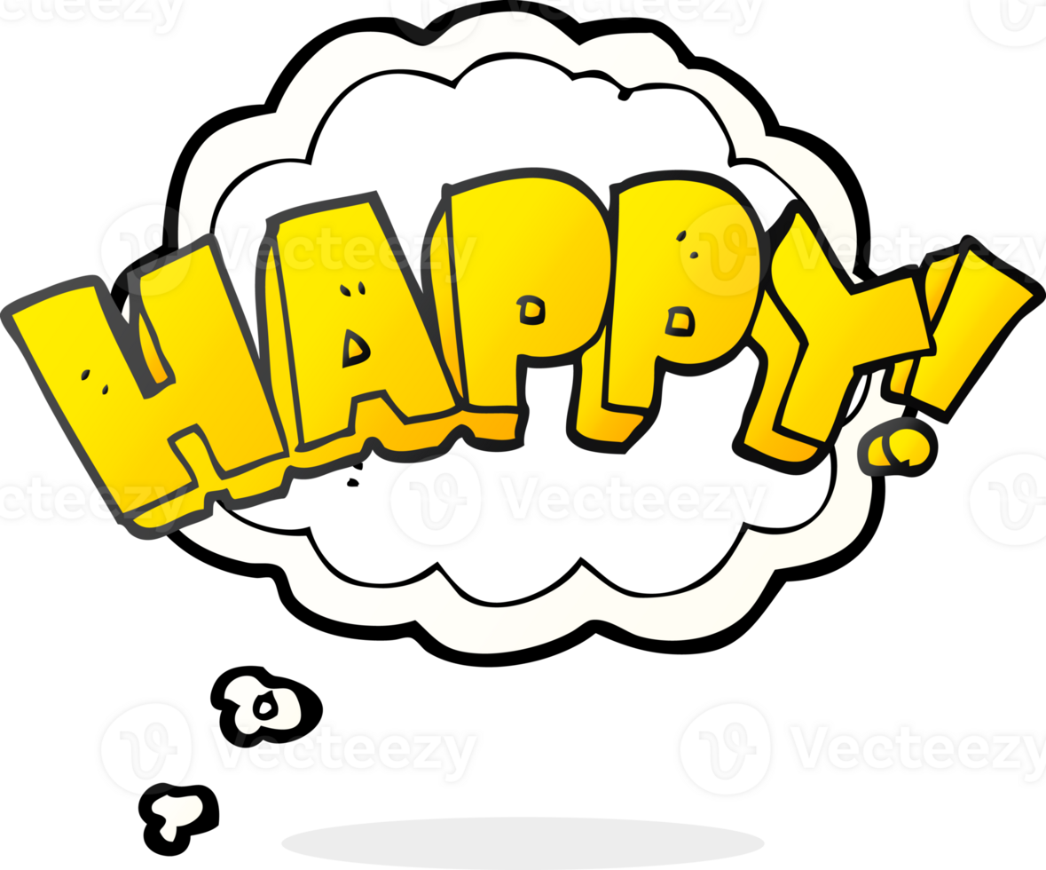 hand drawn thought bubble cartoon happy text symbol png