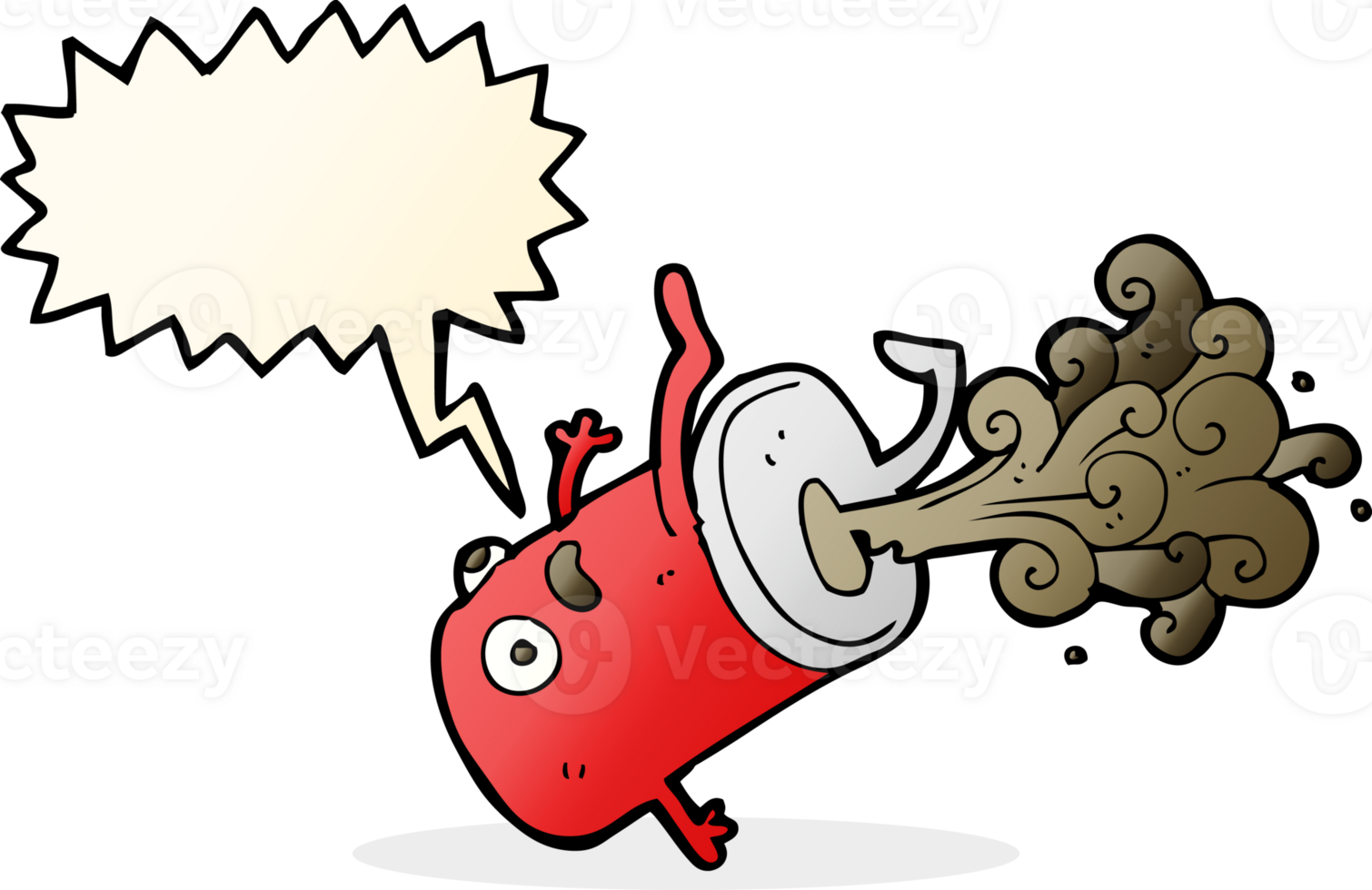 cartoon old drinks can with speech bubble png