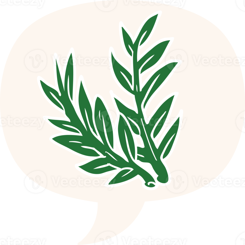 cartoon plant with speech bubble in retro style png