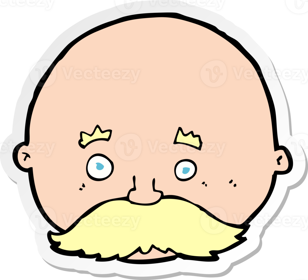 sticker of a cartoon bald man with mustache png
