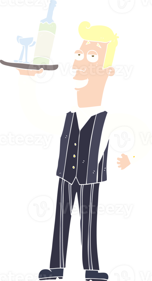 flat color illustration of waiter png