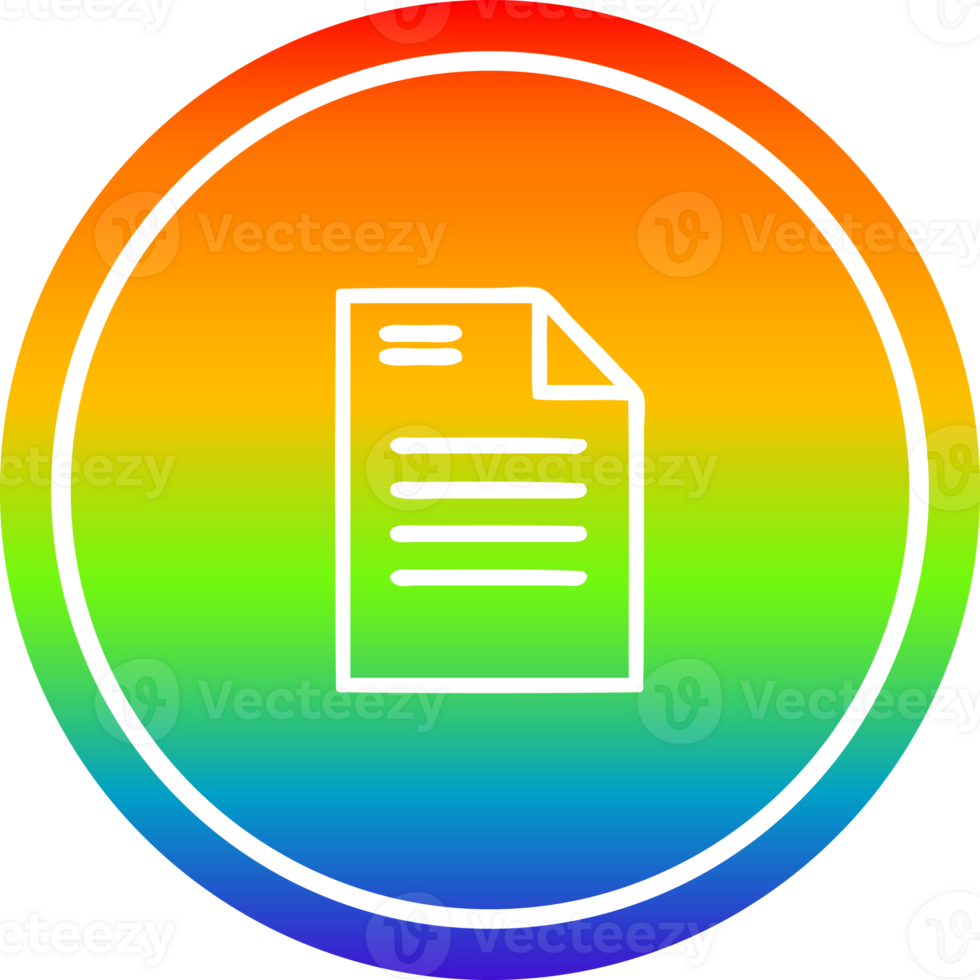 official document circular icon with rainbow gradient finish png