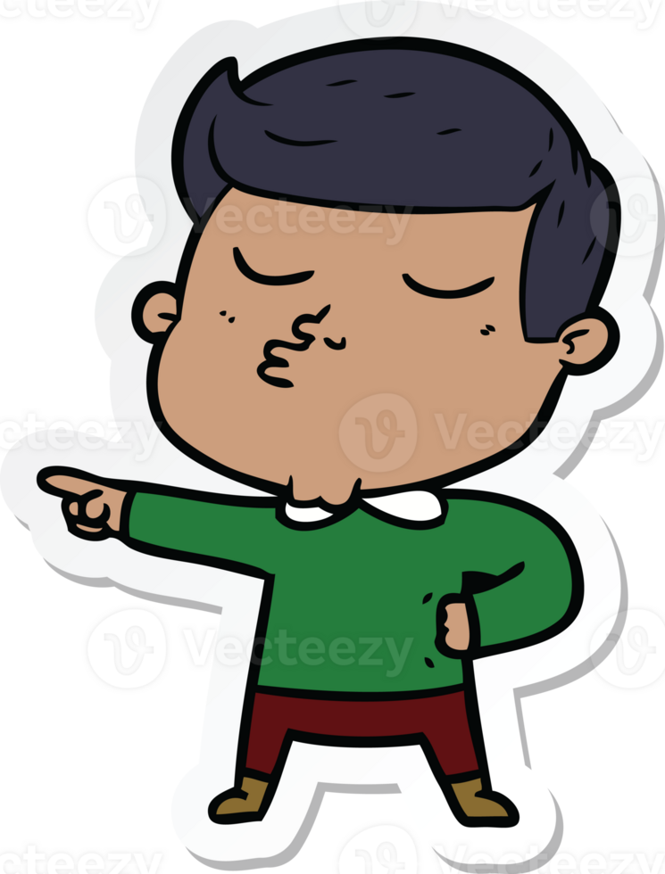 sticker of a cartoon model guy pouting png