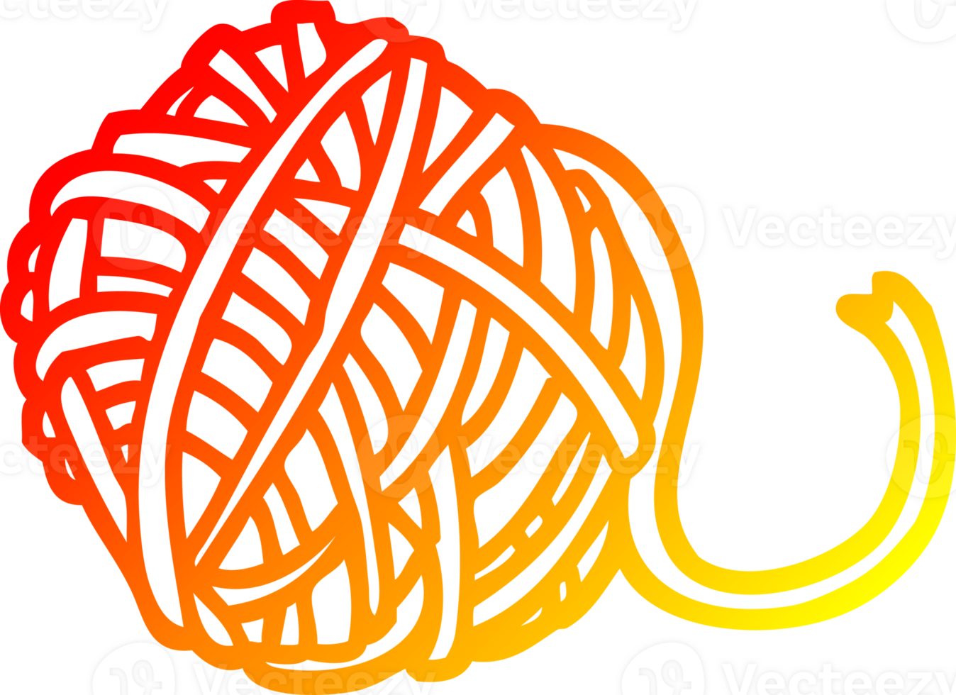warm gradient line drawing of a cartoon ball of string png