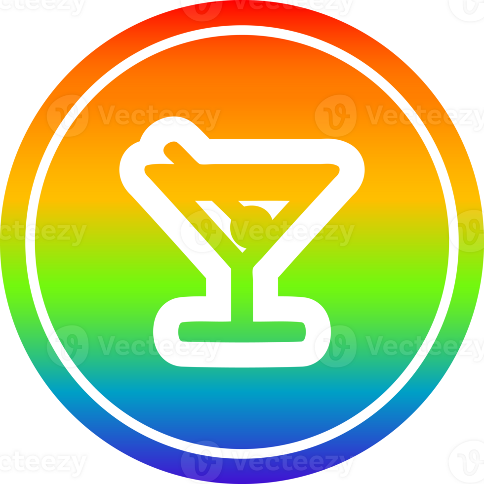 cocktail with olive circular icon with rainbow gradient finish png
