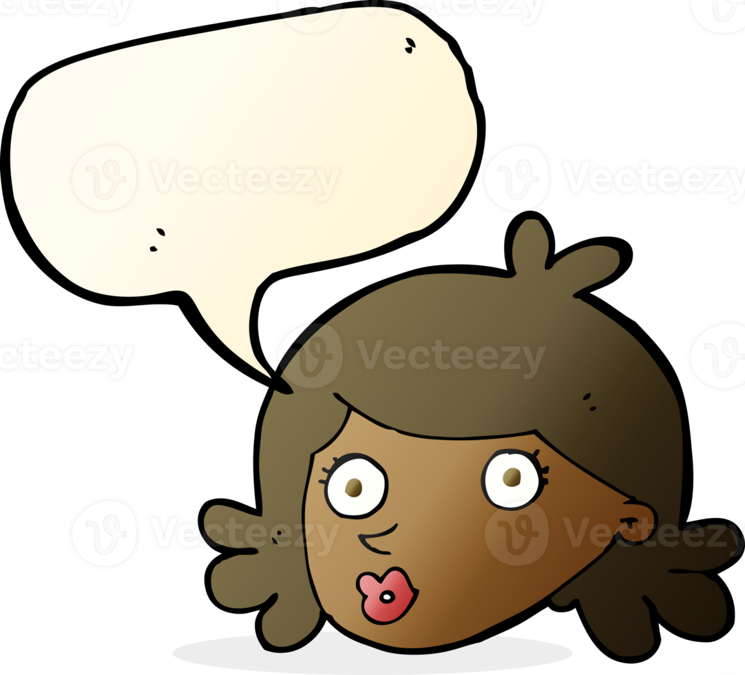 cartoon pretty face with speech bubble png