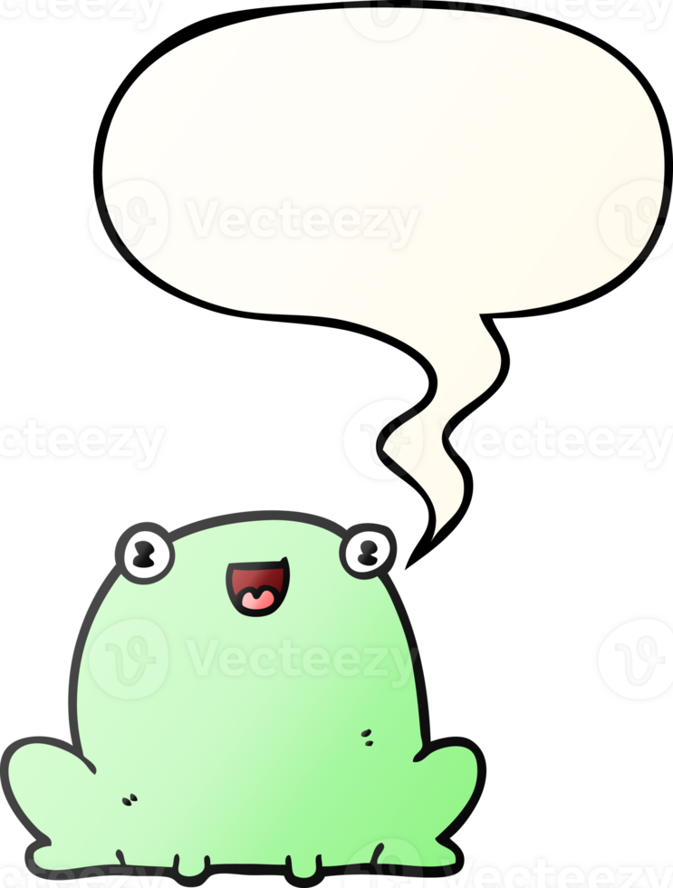cute cartoon frog with speech bubble in smooth gradient style png