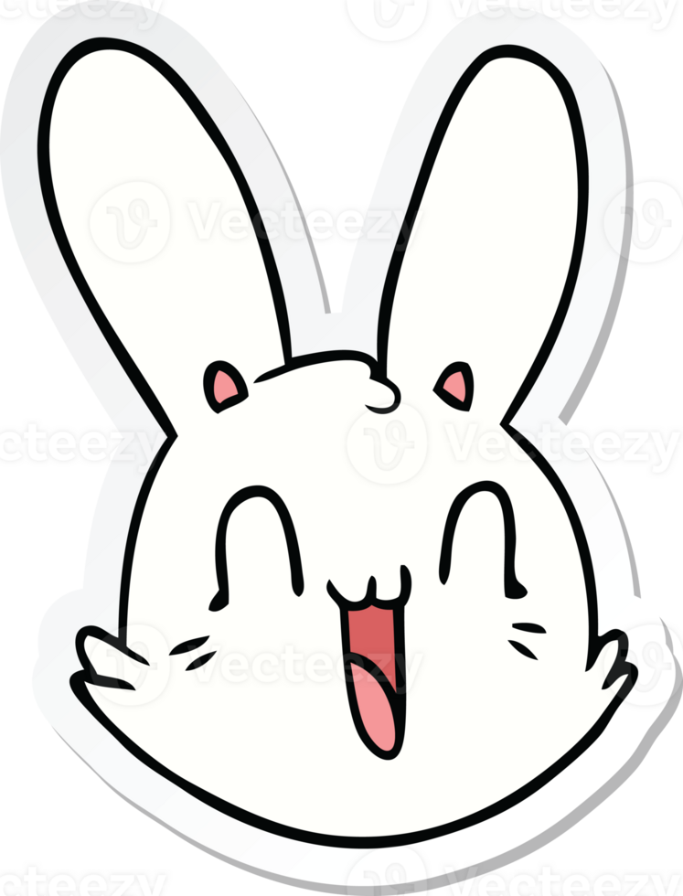 sticker of a cartoon crazy happy bunny face png