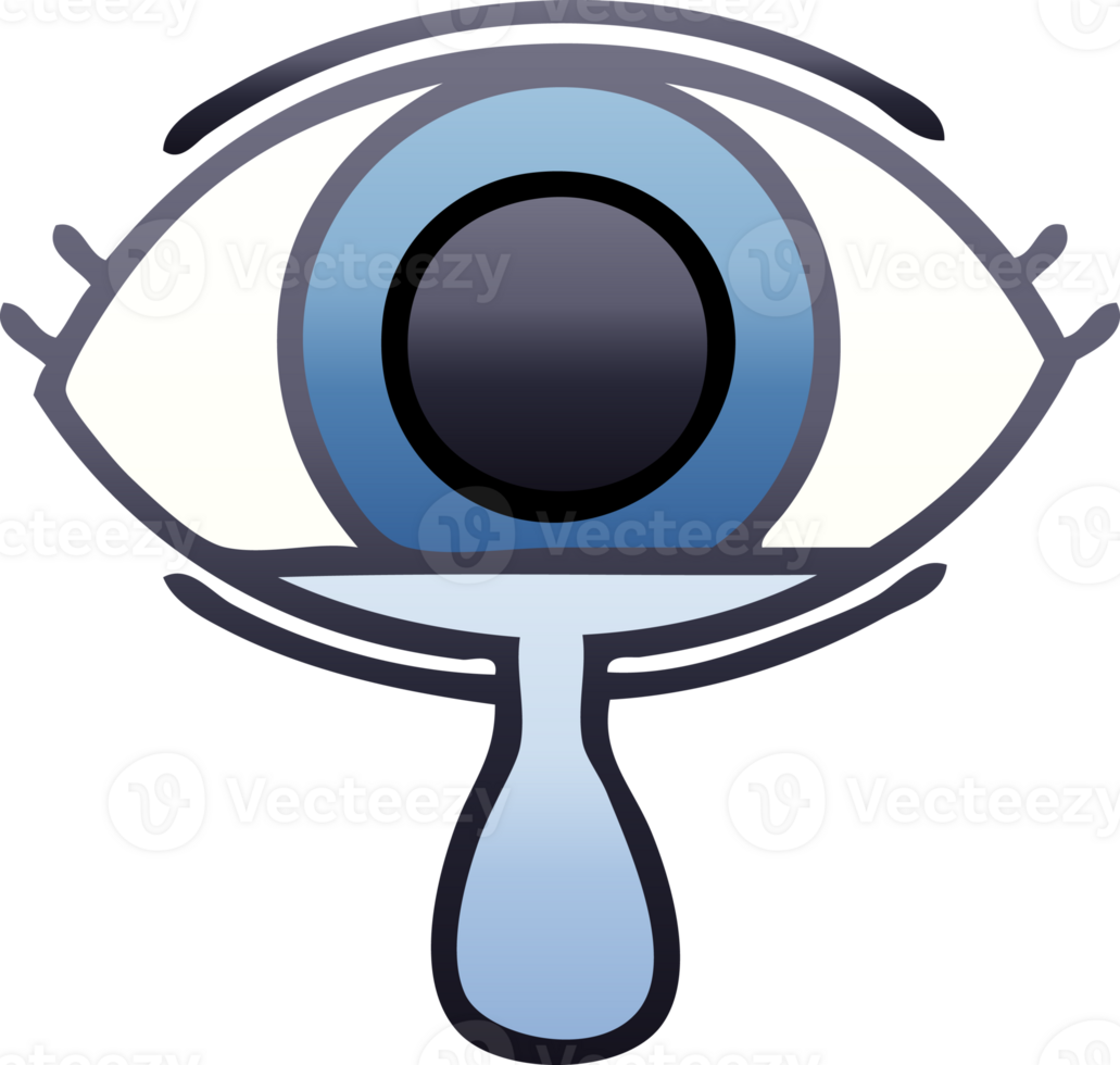 gradient shaded cartoon of a crying eye png