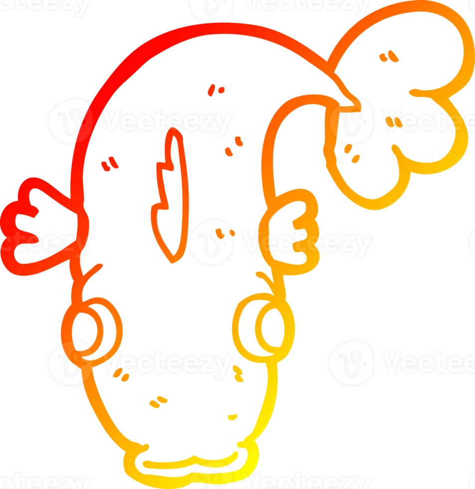 warm gradient line drawing of a cartoon fish png