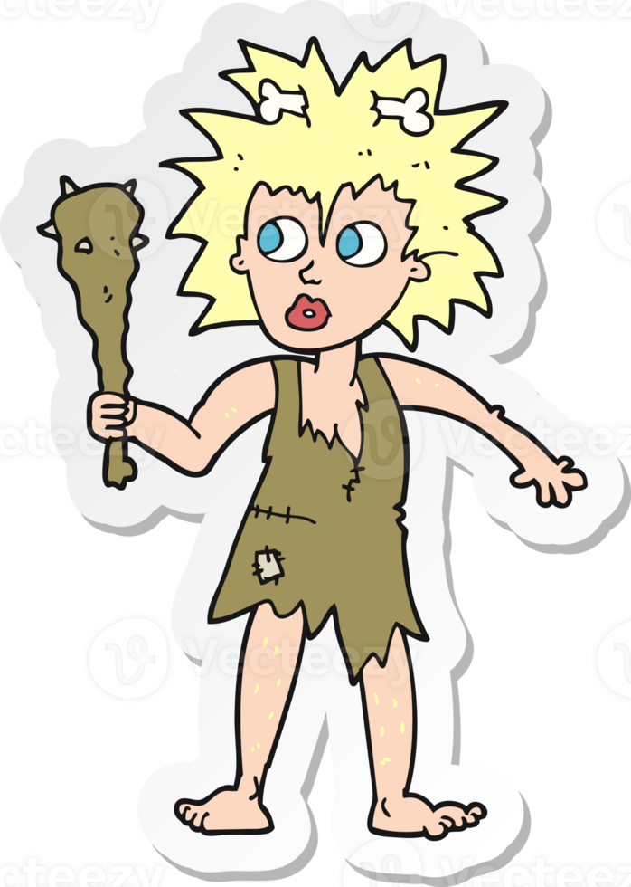 sticker of a cartoon cave woman png