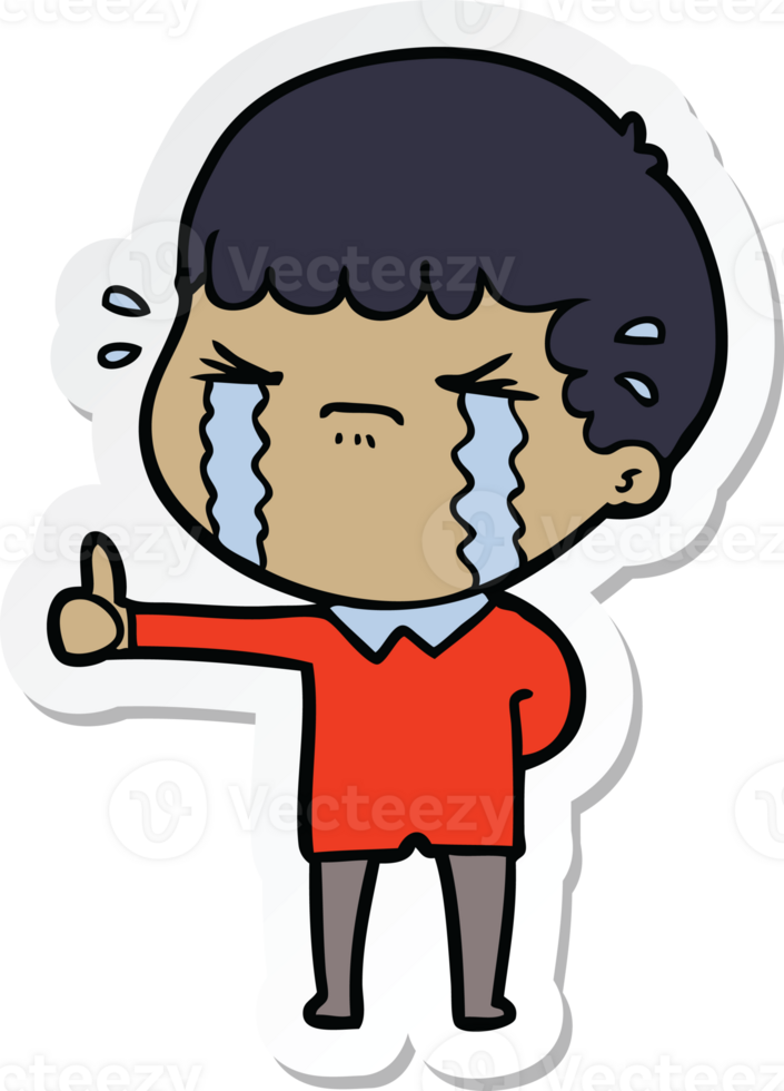 sticker of a cartoon man crying png