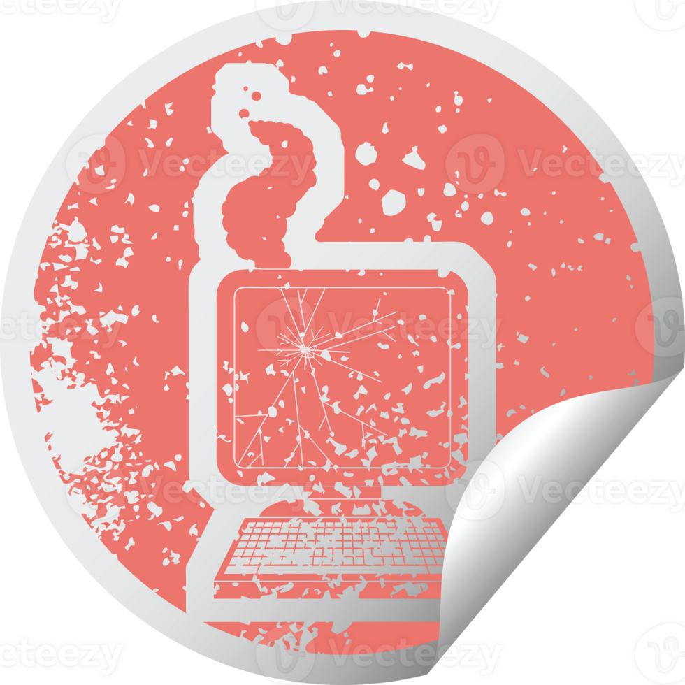 broken computer graphic distressed sticker illustration icon png
