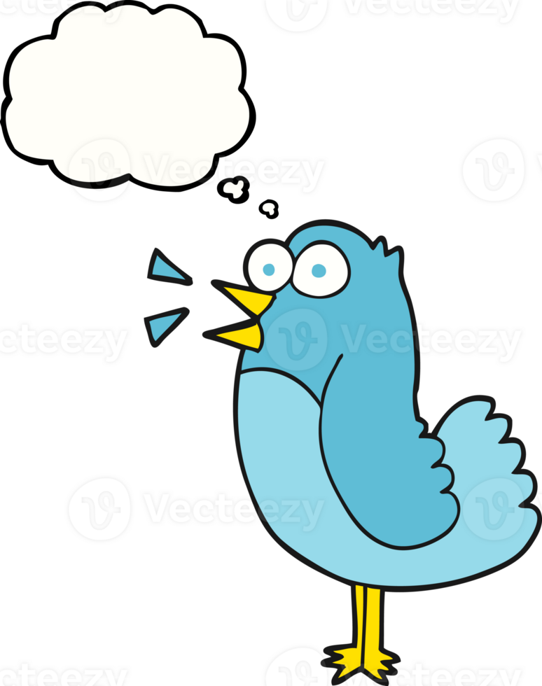 hand drawn thought bubble cartoon bird png