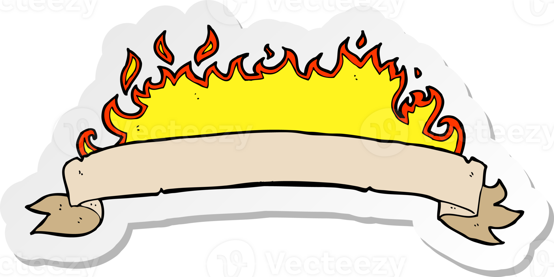 sticker of a cartoon flaming banner png
