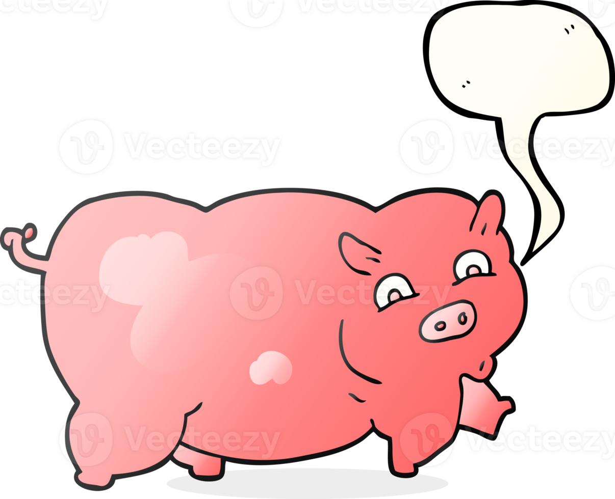 hand drawn speech bubble cartoon pig png