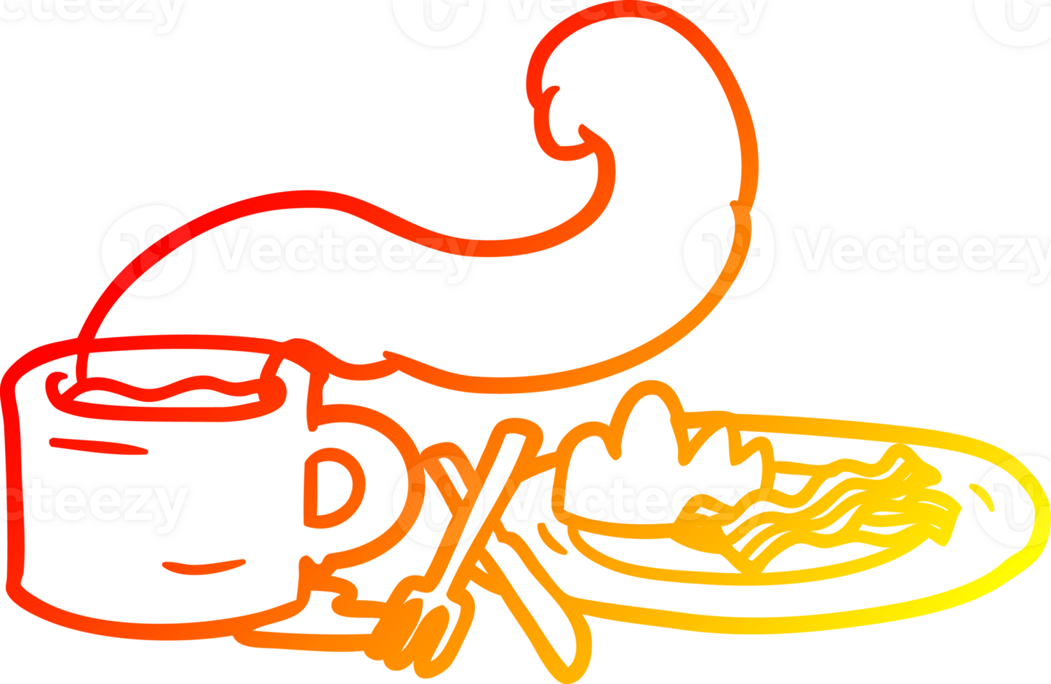 warm gradient line drawing of a breakfast of coffee and bacon png
