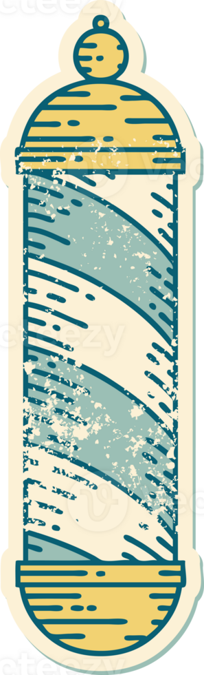 iconic distressed sticker tattoo style image of a barbers pole png