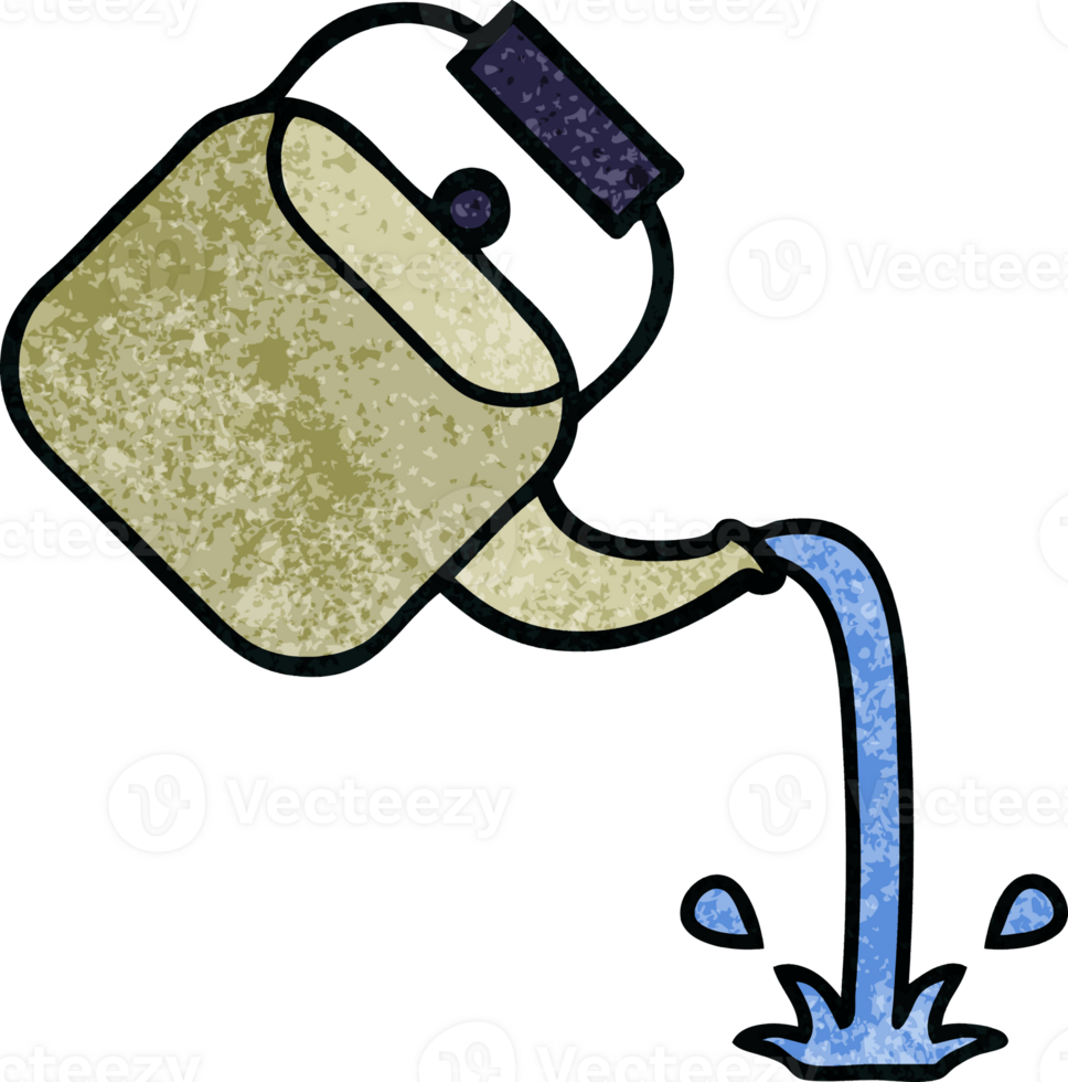 retro grunge texture cartoon of a pouring kettle png