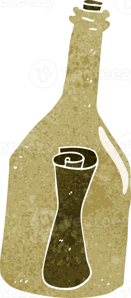cartoon letter in a bottle png