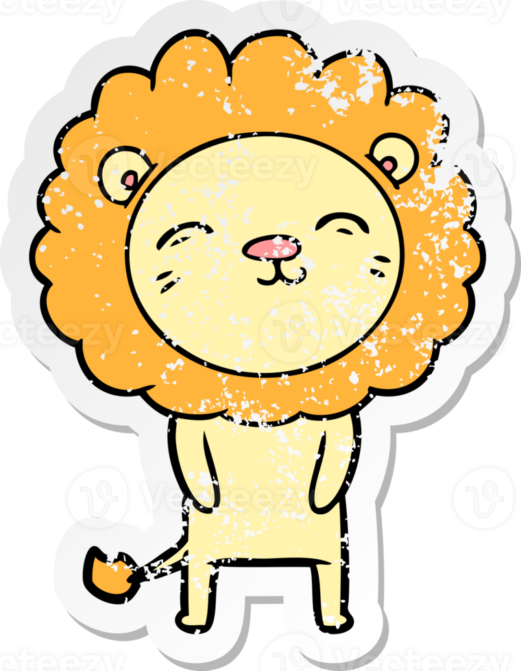 distressed sticker of a cartoon lion png