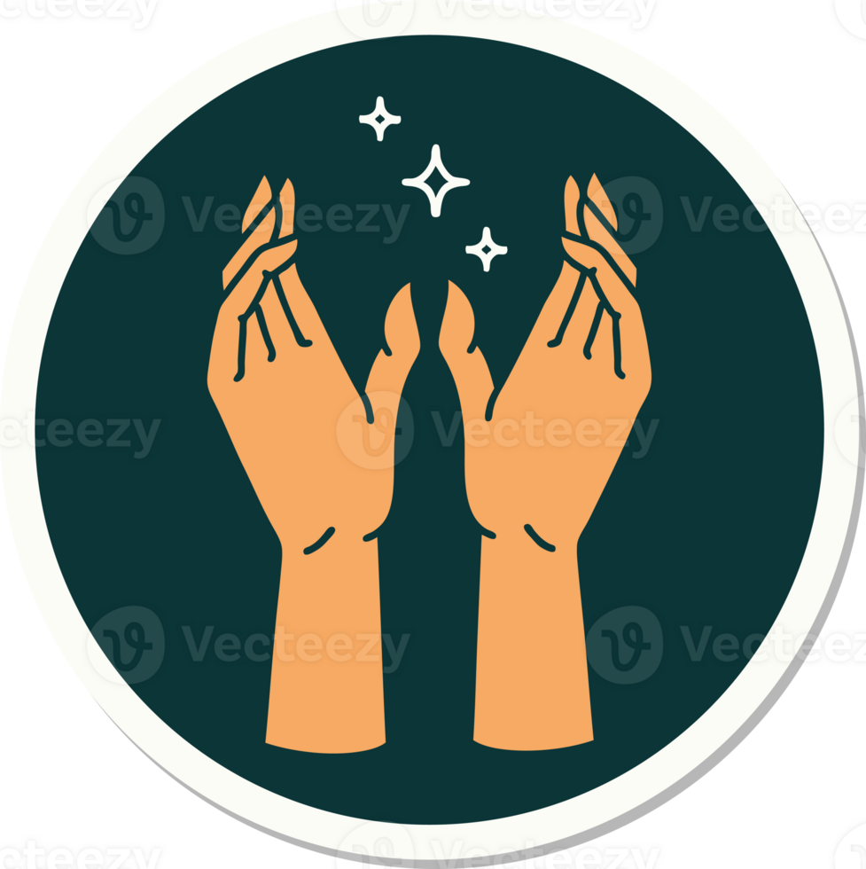 sticker of tattoo in traditional style of mystic hands png